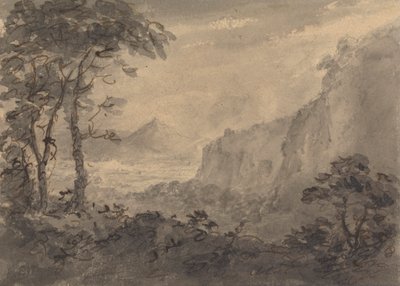 Paisaje montañoso con árboles - Altos riscos a la derecha de Rev. William Gilpin