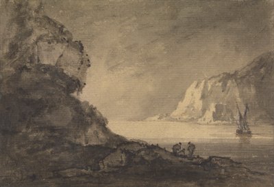 Escena de navegación con tres figuras en tierra de Rev. William Gilpin