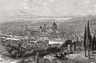Vista de Florencia, Toscana, Italia, desde la terraza de San Miniato, a finales del siglo XIX. De Italian Pictures by Rev. Samuel Manning, publicado hacia 1890. de Reverend Samuel Manning