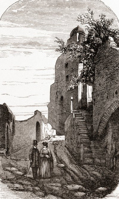 Clivus Victoria en el Palatino, Roma, Italia, a finales del siglo XIX. De Italian Pictures by Rev. Samuel Manning, publicado hacia 1890. de Reverend Samuel Manning