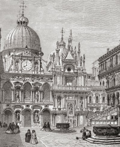 Patio del Palacio Ducal, Venecia, Italia, finales del siglo XIX. De Italian Pictures by Rev. Samuel Manning, publicado hacia 1890. de Reverend Samuel Manning