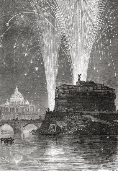 Iluminación de San Pedro y fuegos artificiales en el Castel Sant