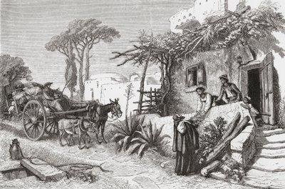 Frailes mendicantes cerca de Nápoles, Italia, a finales del siglo XIX. De Italian Pictures by Rev. Samuel Manning, publicado hacia 1890. de Reverend Samuel Manning