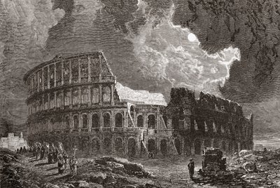 El Coliseo, Roma, Italia, a la luz de la luna, a finales del siglo XIX. De Italian Pictures by Rev. Samuel Manning, publicado hacia 1890. de Reverend Samuel Manning