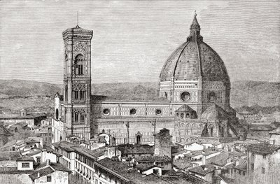 El Duomo y el Campanile de la Basílica de Santa María del Fiore, Piazza del Duomo, Florencia, Italia a finales del siglo XIX. De Italian Pictures by Rev. Samuel Manning, publicado hacia 1890. de Reverend Samuel Manning
