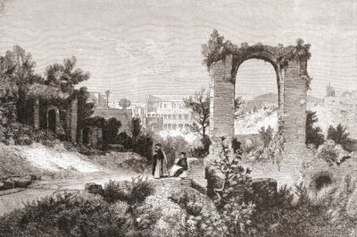 El Palatino desde la colina del Aventino, Roma, Italia a finales del siglo XIX. De Italian Pictures by Rev. Samuel Manning, publicado hacia 1890. de Reverend Samuel Manning