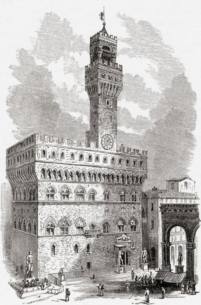 El Palazzo Vecchio, Florencia, Toscana, Italia a finales del siglo XIX. De Italian Pictures by Rev. Samuel Manning, publicado hacia 1890. de Reverend Samuel Manning