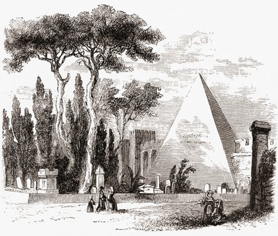 El Cementerio Protestante y La Pirámide de Cestio, Roma, Italia a finales del siglo XIX. De Italian Pictures by Rev. Samuel Manning, publicado hacia 1890. de Reverend Samuel Manning