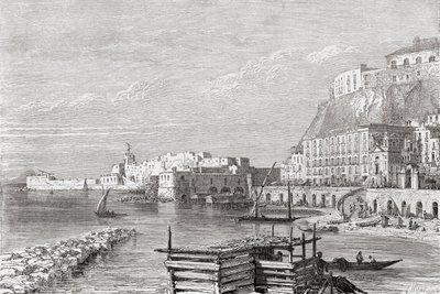 El muelle de Santa Lucía, Nápoles, Italia, a finales del siglo XIX. De Italian Pictures by Rev. Samuel Manning, publicado hacia 1890. de Reverend Samuel Manning
