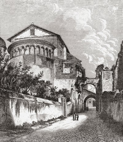 La iglesia de Santi Giovanni e Paolo, Celian Hill, Roma, Italia a finales del siglo XIX. De Italian Pictures by Rev. Samuel Manning, publicado hacia 1890. de Reverend Samuel Manning