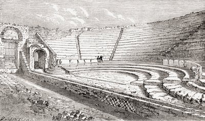 El pequeño teatro, Pompeya, Nápoles, Italia De Italian Pictures by Rev. Samuel Manning, publicado c.1890. de Reverend Samuel Manning
