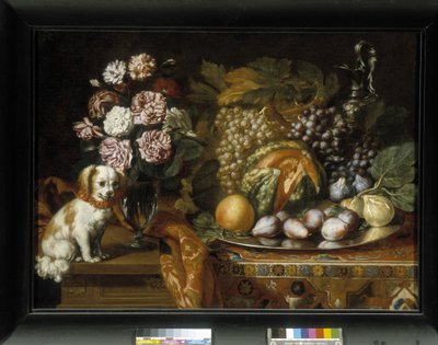 Bodegón con spaniel enano (óleo sobre lienzo) de Reynaud Levieux