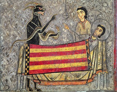 La Muerte de San Martín de Tours, detalle de un frontal de altar de la Iglesia de San Martín en Chia, 1150-1200 (detalle) de Ribagorça Workshop Johannes Pintor