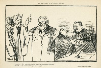 Ilustración de Ricardo Flores en Le Rire, 27/07/12 - La Waterloo del antimilitarismo - Antimilitarismo - Jaurès Jean, Hervé Gustave de Ricardo Flores