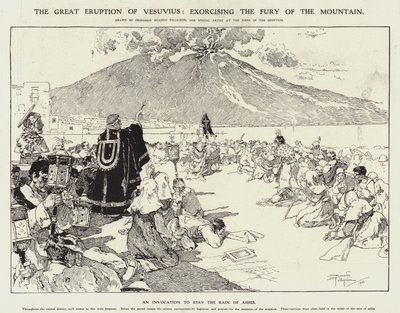 La gran erupción del Vesubio: exorcizando la furia de la montaña (grabado) de Riccardo Pellegrini