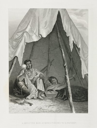 Un curandero atendiendo a un paciente, América del Norte de John Pardon