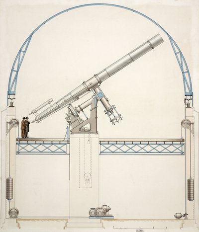 Telescopio refractor montado ecuatorialmente con cúpula de John Pardon