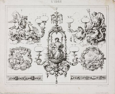 Candelabros de gas o aceite, París, Francia, c 1860 de John Pardon