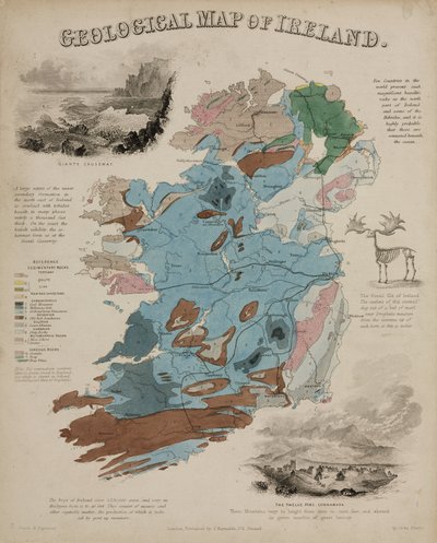 Mapa geológico de Irlanda, c 1850 de John Pardon
