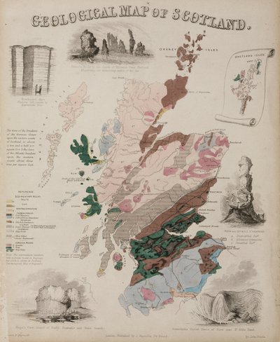 Mapa geológico de Escocia, c 1850 de John Pardon