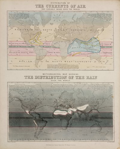 Dos mapas meteorológicos, c 1850 de John Pardon