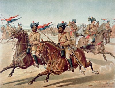 Exploradores del 10º de Lanceros de Bengala (Kit de Servicio de Campo), el Ejército Anglo-Indio de la década de 1880 de Richard (after) Simkin