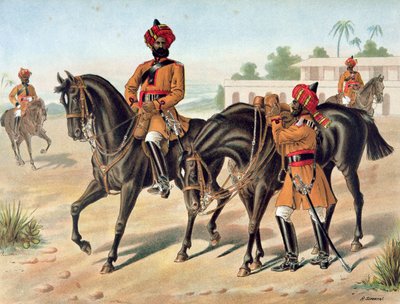 La 1ª Caballería de Bengala, Orden de Revisión, Ejército Anglo-Indio de la década de 1880 de Richard (after) Simkin