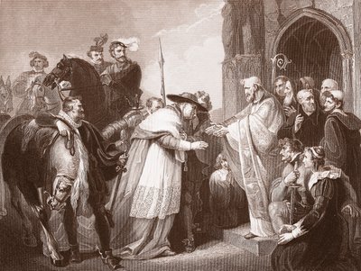 Cardenal Wolsey en la Abadía de Leicester de Richard (after) Westall