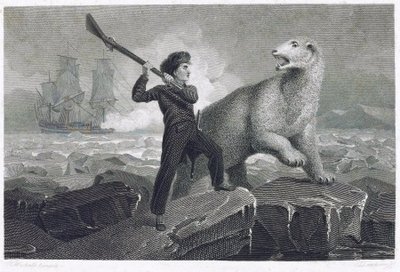 El joven Horatio Nelson (1758-1805), mientras participaba en una expedición al Polo Norte en 1773, se enfrentó a un oso polar en el hielo, mientras su arma se atascaba, intentó repelerlo dándole un puñetazo con la culata, porque quería darle a su padre una de Richard (after) Westall