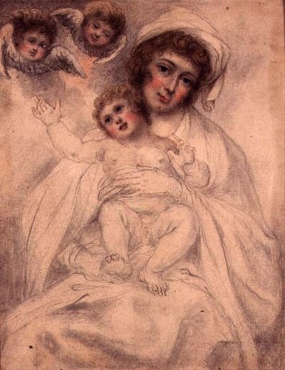 Madre e hijo con querubines, c.1790 de Richard (attr. to) Cosway
