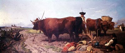 Arando en España, Descanso del Mediodía con Sevilla al Fondo de Richard Ansdell