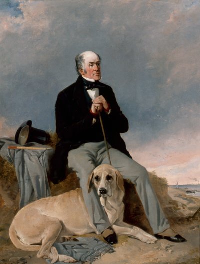 Retrato de un caballero con su labrador (óleo sobre lienzo) de Richard Ansdell
