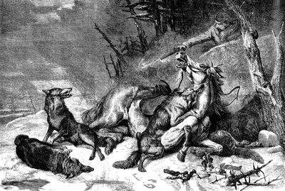 Viajero a caballo atacado por una manada de lobos de Richard Ansdell