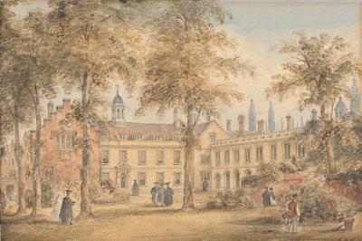 Trinity Hall desde el jardín, Cambridge de Richard Banks Harraden
