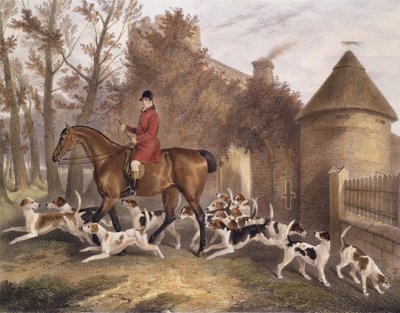 W. Sebright, Cazador de los Sabuesos de Milton, grabado por J.W. Giles, 1839 de Richard Barrett Davis