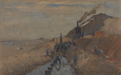 Construcción de un dique en la playa de Knokke de Richard Baseleer