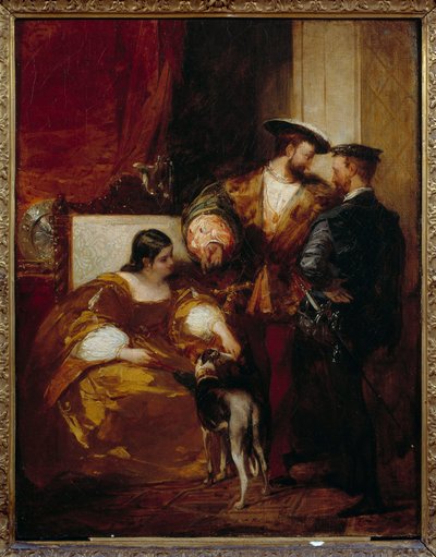 Francisco I y la duquesa de Étampes. Ana de Pisseleu, duquesa de Étampes, favorita de Francisco I (1508-1580). Pintura de Richard Bonington (1801-1828) de Richard Bonington