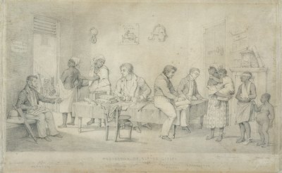 Oficina del Protector de los Esclavos, Trinidad, c.1833 (grafito sobre papel de estambre) de Richard Bridgens