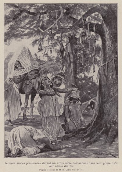 Mujeres árabes postrándose ante un árbol sagrado en oración para que se les concedan hijos de Richard Caton II (after) Woodville