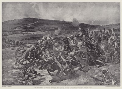 El desastre en Koorn Spruit, la Real Artillería a Caballo trabajando sus cañones (litografía) de Richard Caton II (after) Woodville