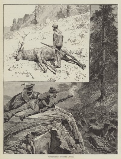 Caza de wapití en América del Norte (grabado) de Richard Caton II (after) Woodville