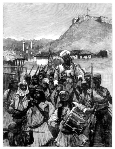 Albaneses de Scutari cruzan el Boyana para ocupar Dulcigno, 1880 de Richard Caton II Woodville