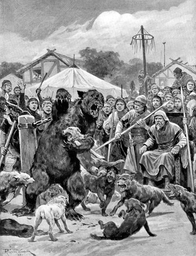 Pelea de osos en tiempos sajones, c1920 de Richard Caton II Woodville