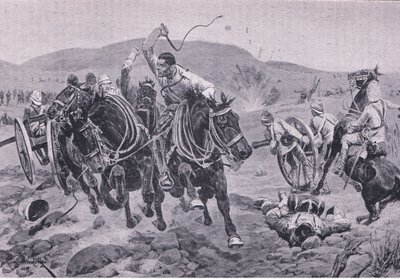 Artillería de campo entrando en acción (litografía) de Richard Caton II Woodville
