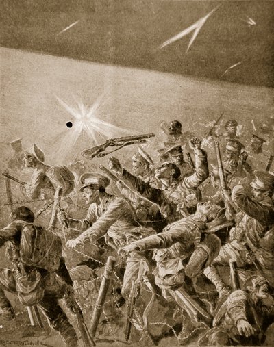 Infantería británica abriéndose paso a través de los alambres de púas alemanes, 1914-19 de Richard Caton Woodville
