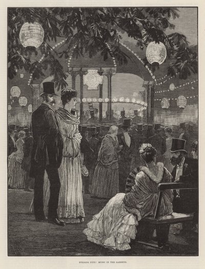 Fiesta vespertina en beneficio de los hospitales de Londres - Música en los jardines de Richard Caton Woodville