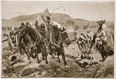 Artillería de campo entrando en acción, ilustración de 