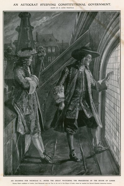 Pedro el Grande observando el procedimiento de la Cámara de los Lores de Richard Caton Woodville
