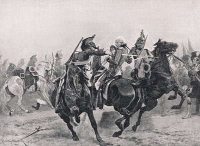 El Ataque a Sir Ralph Abercrombie por los Dragones Franceses, ilustración de 