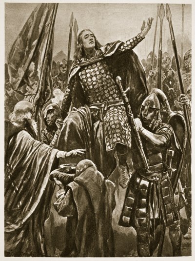 La elevación de Eduardo el Viejo en su coronación en Kingston-on-Thames, Domingo de Pentecostés, de 